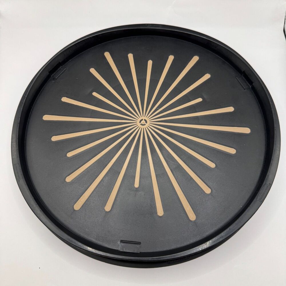 Rubbermaid MCM/Vintage Inspired Lazy Susan Turntable Starburst Design Black Tan
